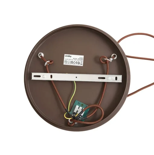 Lindby hanglamp Valentina, E27, Ø 49 cm, rookgrijs, glas