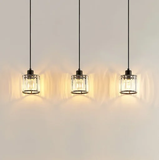 Lindby hanglamp Vella, transparant, glas, 83cm, 3-lamps.