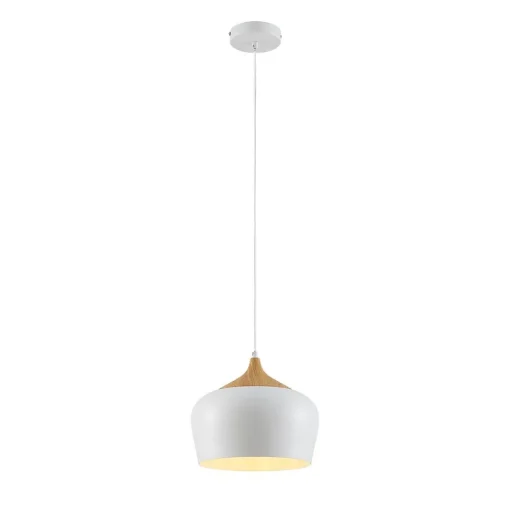 Lindby hanglamp Vilsera, wit, metaal/hout, 26 cm, E27