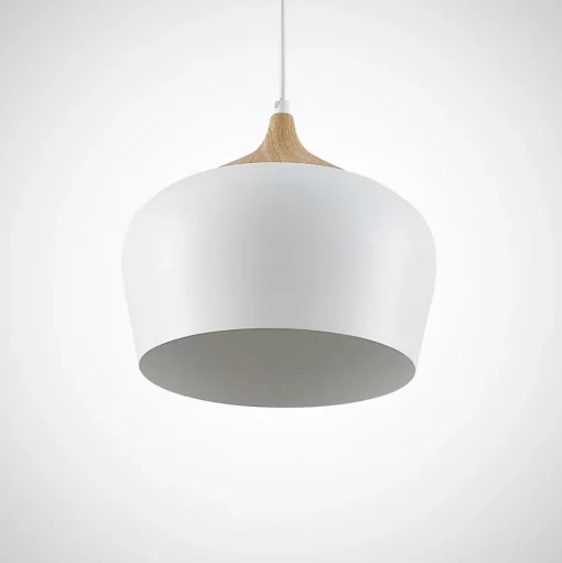 Lindby hanglamp Vilsera, wit, metaal/hout, 26 cm, E27