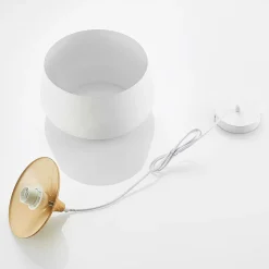 Lindby hanglamp Vilsera, wit, metaal/hout, 26 cm, E27