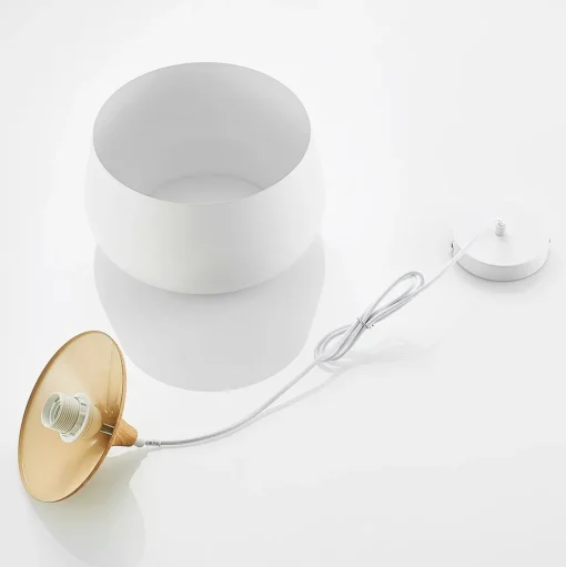 Lindby hanglamp Vilsera, wit, metaal/hout, 26 cm, E27