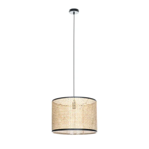 Lindby hanglamp Yaelle, Ø 40 cm, rotan, zwart, E27
