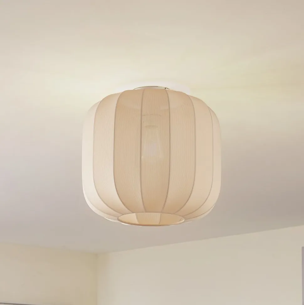 Lindby Helin plafondlamp, beige, stof, Ø 35 cm