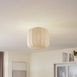 Lindby Helin plafondlamp, beige, stof, Ø 35 cm