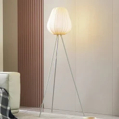Lindby Helin vloerlamp, beige, textiel, driepoot, 144 cm, E27