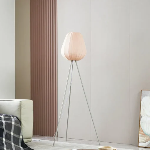 Lindby Helin vloerlamp, beige, textiel, driepoot, 144 cm, E27