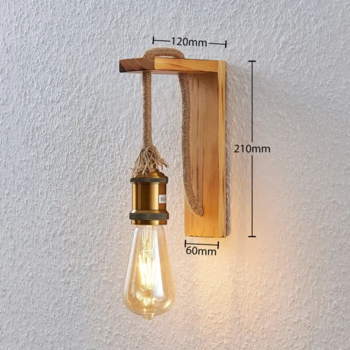 Lindby Helou houten wandlamp met zichtbare fitting