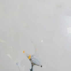 Lindby Hubi tafellamp, wit, glas, Ø 22 cm, paddestoelvorm