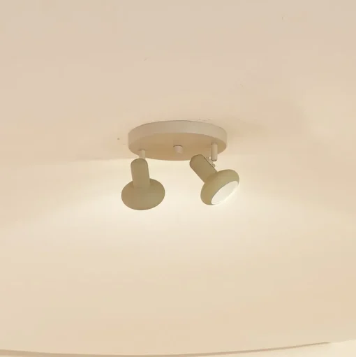 Lindby Huby plafondspot, 2-lamps, crème/lichtgroen, ijzer