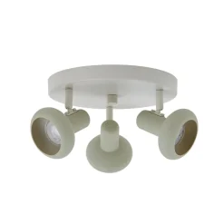 Lindby Huby plafondspot, 3-lamps, crème/lichtgroen, ijzer