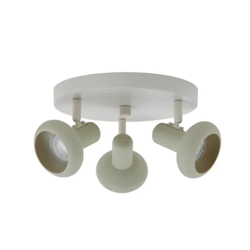 Lindby Huby plafondspot, 3-lamps, crème/lichtgroen, ijzer