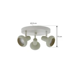 Lindby Huby plafondspot, 3-lamps, crème/lichtgroen, ijzer