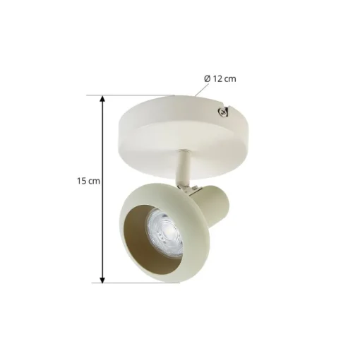 Lindby Huby plafondspot, 1-lamp, crème/lichtgroen, ijzer