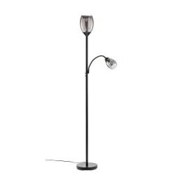Lindby Irmino vloerlamp met rookglazen kappen