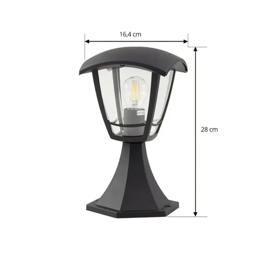 Lindby Isidoro sokkellamp, zwart, hoogte 28 cm, kunststof