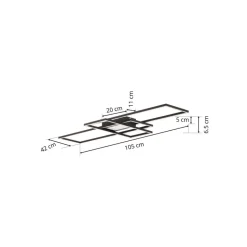 Lindby Ismera plafondlamp 3 frames, antraciet