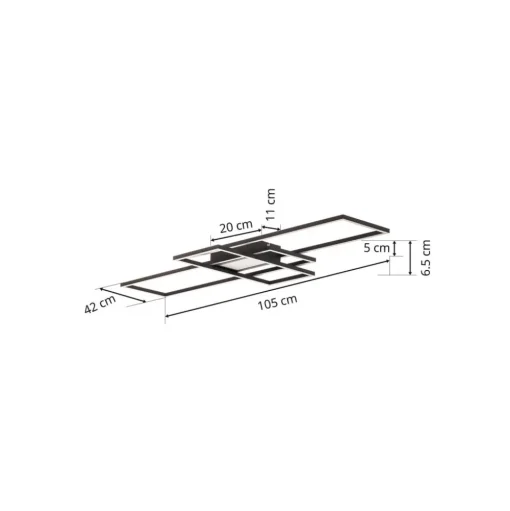 Lindby Ismera plafondlamp 3 frames, antraciet