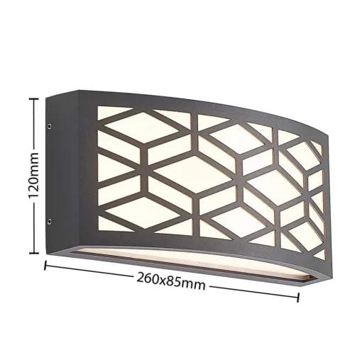 Lindby Jakari LED buiten wandlamp, hoekig, patroon