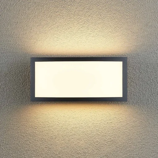 Lindby Jakari LED buiten wandlamp, hoekig, wit
