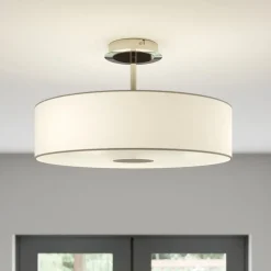 Lindby Josia plafondlamp, wit, stof, Ø 47 cm, E27