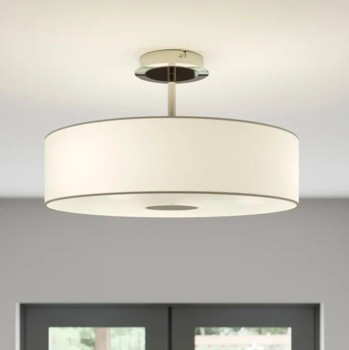 Lindby Josia plafondlamp, wit, stof, Ø 47 cm, E27