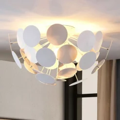 Lindby Kinan plafondlamp, Ø 54 cm, wit, metaal, E14