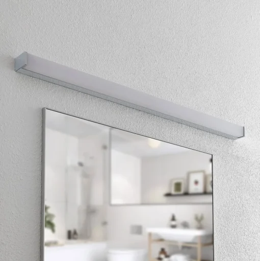 Lindby Klea LED badkamerlamp, 120 cm, chroom, metaal, IP44