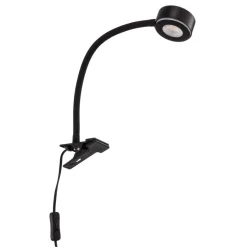 Lindby klemlamp Jyla, zwart, 2700K, flexibele arm, GX53