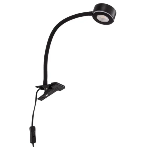 Lindby klemlamp Jyla, zwart, 2700K, flexibele arm, GX53