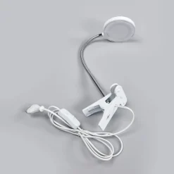 Lindby klemlamp Milow, wit, metaal, 36 cm hoog