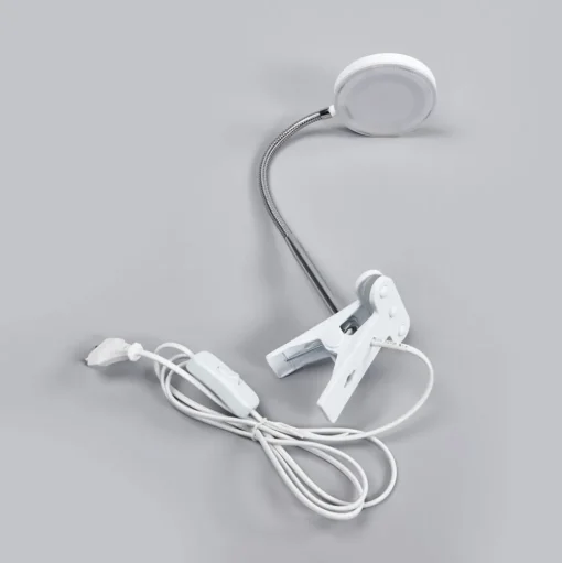 Lindby klemlamp Milow, wit, metaal, 36 cm hoog