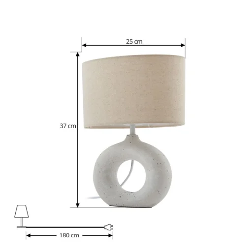 Lindby Kody tafellamp, beige, textiel, keramiek, 37 cm