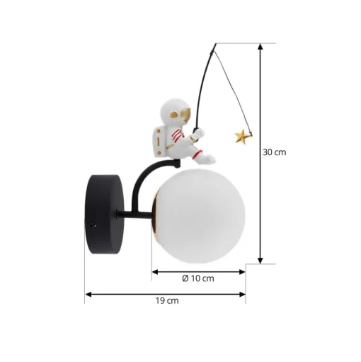 Lindby Kosmo wandlamp, kunststof, astronaut, 30 cm hoog