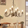 Lindby kroonluchter Caleb, 9-lamps, roestkleurig, metaal, E14