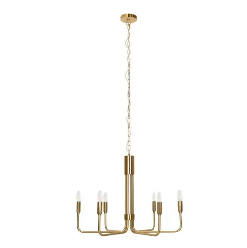 Lindby kroonluchter Elanova, messing, 6-lamps, Ø 70 cm, E14