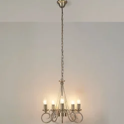 Lindby kroonluchter Marnia, 5-lamps, Ø 40 cm, brons antiek, E14