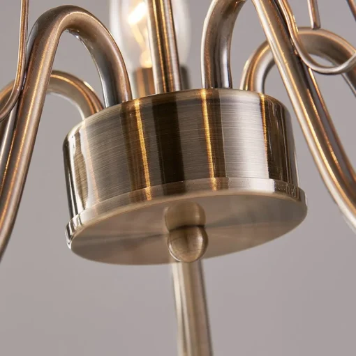 Lindby kroonluchter Marnia, 5-lamps, Ø 40 cm, brons antiek, E14