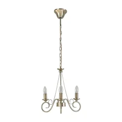 Lindby kroonluchter Marnia, 3-lamps, Ø 40 cm, antiek messing, E14
