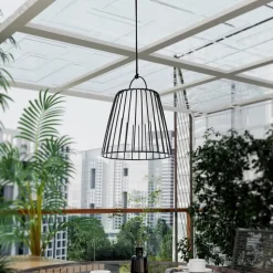 Lindby LED buiten hanglamp Levino, zwart, metaal