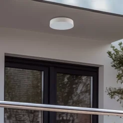 Lindby LED buiten plafondlamp Lahja, wit, sensor, IP65