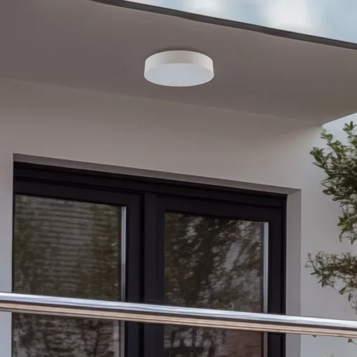 Lindby LED buiten plafondlamp Lahja, wit, sensor, IP65