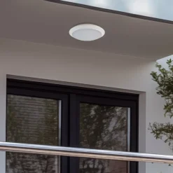 Lindby LED buiten plafondlamp Naira, wit, Ø 30 cm, IP65