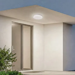 Lindby LED buiten plafondlamp Kirkola, 4000 K, Ø 26 cm, wit