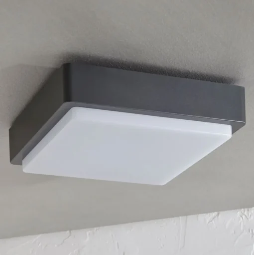 Lindby LED buiten plafondlamp Nermin, 22 cm, IP65, hoekig