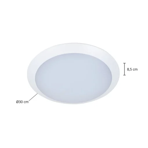 Lindby LED buiten plafondlamp Naira, wit, sensor, 30 cm, IP65
