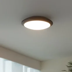 Lindby LED buiten plafondlamp Naira, grijs, sensor, 30 cm, IP65