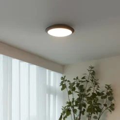 Lindby LED buiten plafondlamp Naira, grijs, sensor, 30 cm, IP65