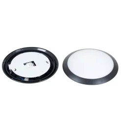 Lindby LED buiten plafondlamp Naira, grijs, sensor, 30 cm, IP65