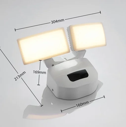 Lindby LED buiten wandlamp Nikias, 30 cm, sensor, 2-lamps, wit